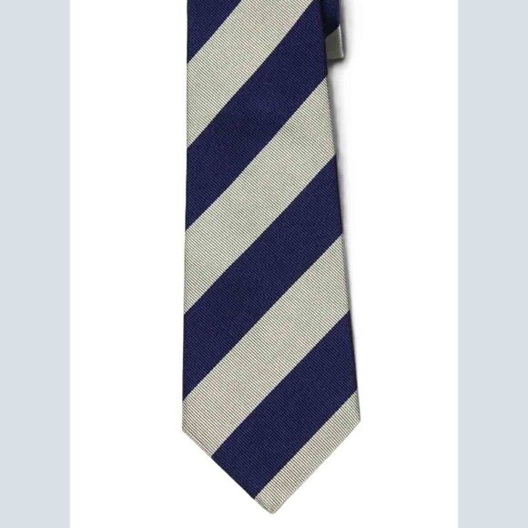 Turnbull and Asser Handmade English Silk Repp Stripe Tie Blue White Men's - Picture 1 of 2